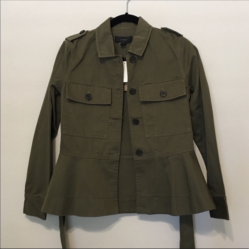 NWT J.CREW  olive green military canvas ja…